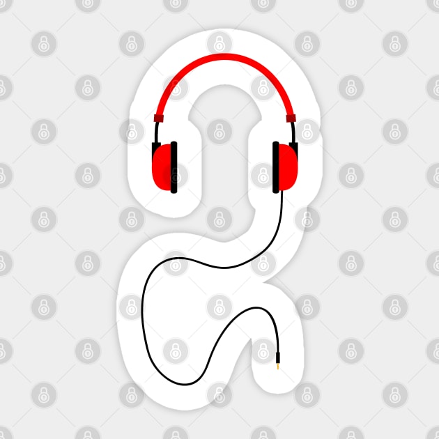 Minimalistic Red Headphones Sticker by felixbunny